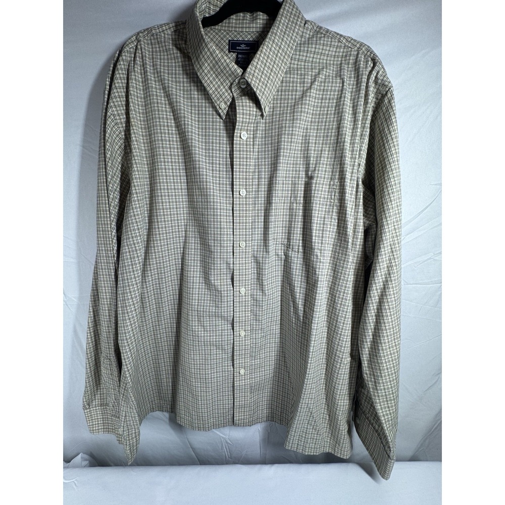 Dockers long-sleeved button-down shirt in a tan and grey plaid 2XLT 18/18 1/2
